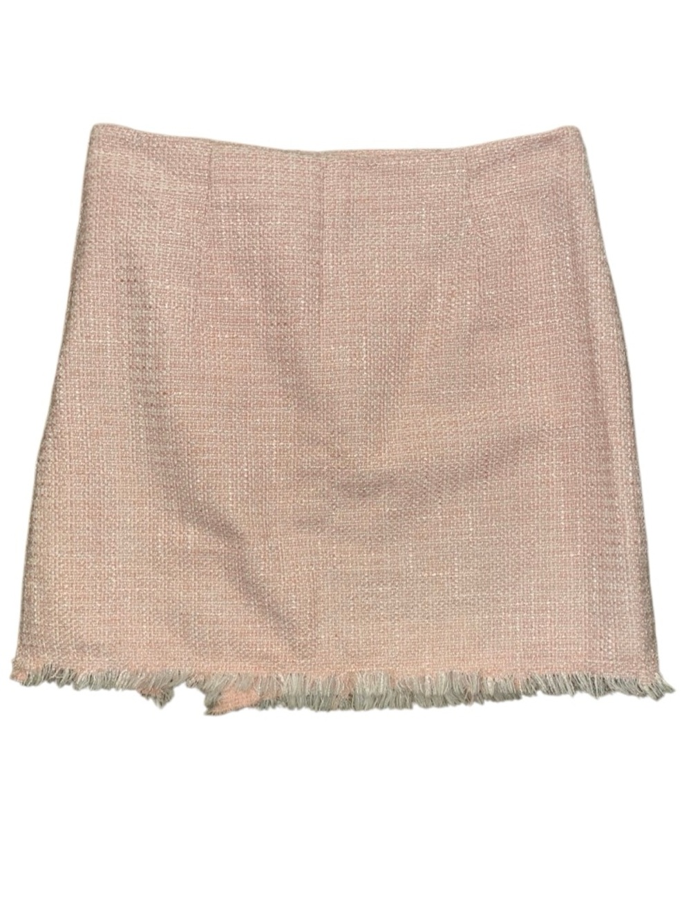 Francesca's Blue Rain Faux-Wrap Pink Plaid Tweed Mini Skirt - Picture 6 of 9